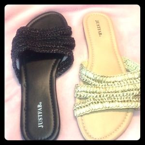 Justfab yarannah slides (blk &gld)
